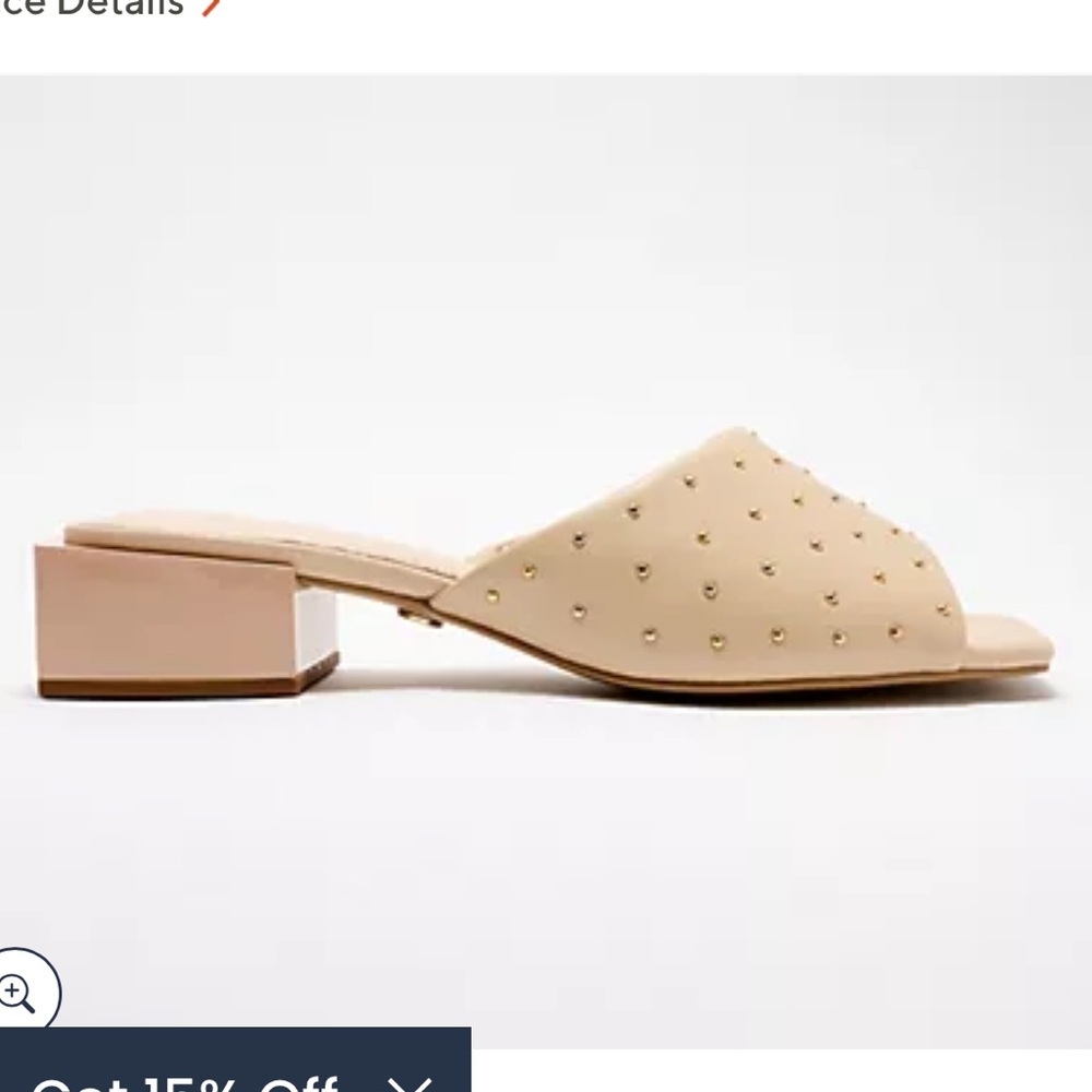 Cecelia New York NEW Olivia Cream Square Toe Block Heels Embellished Studs 9.5
